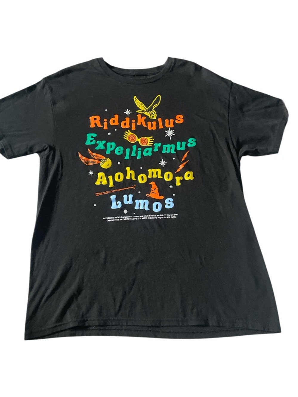 Black Harry Potter Spell Words Graphic Tee -